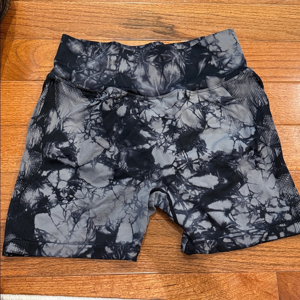 Black and Gray Tie-Dye Shorts